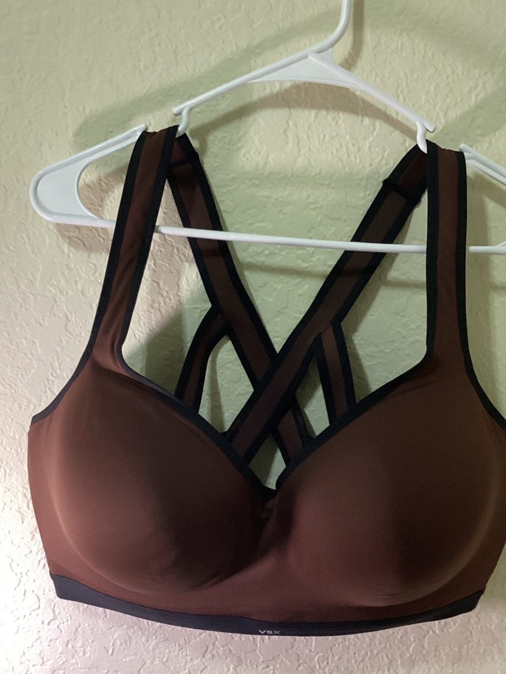 VSX Brown Molded Cup Sports Bra with Crisscross Straps